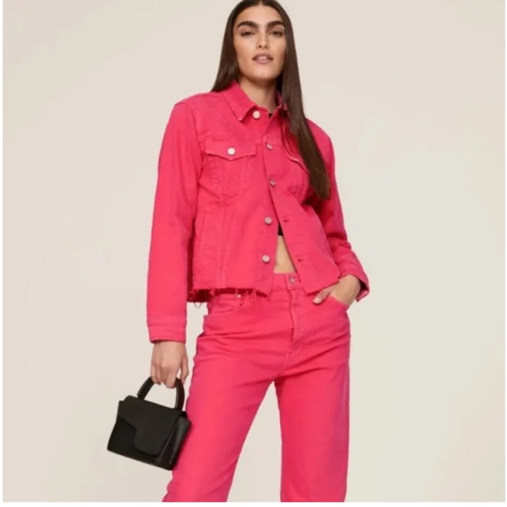 Mother The Cut Drifter Denim Jacket in Azalea size Small